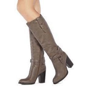 Just Fab Sayana Boots Women's Size 10 Brown Knee High Western Zip Up